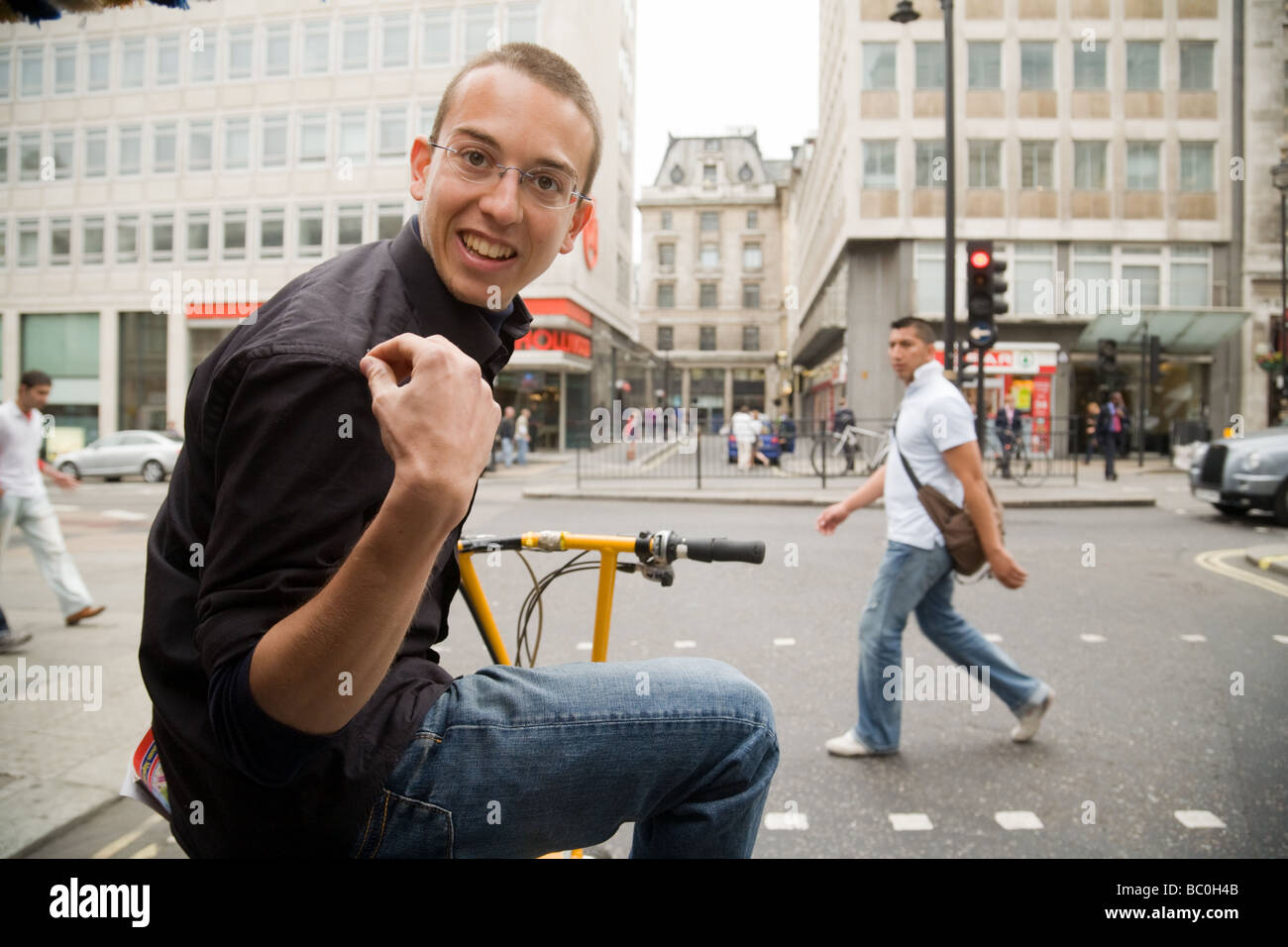 Bicycle rickshaw rider,  the West End, Central London, UK Stock Photo