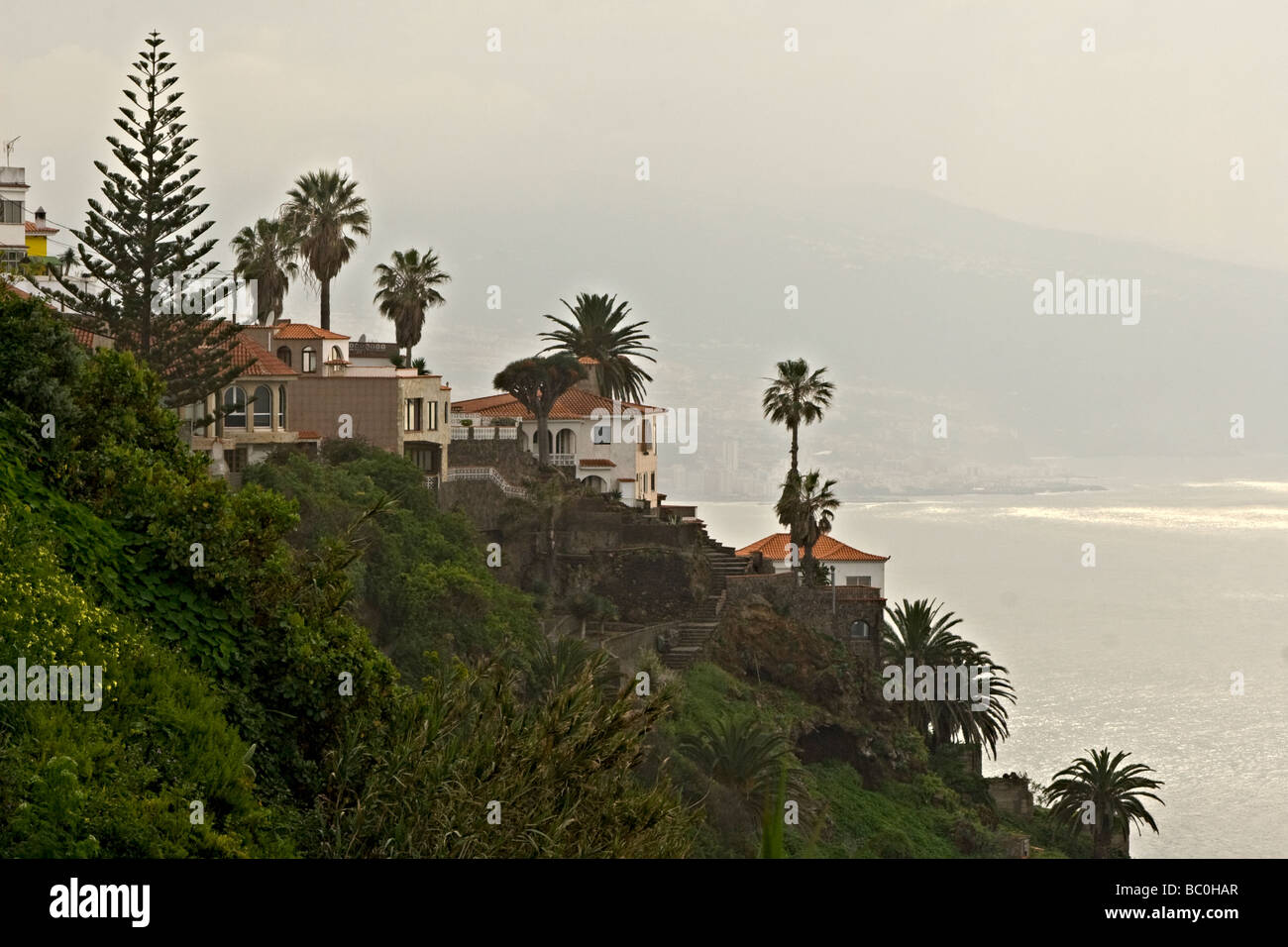 Beach hotels and short-term accommodation houses on the mountain. Stock Photo