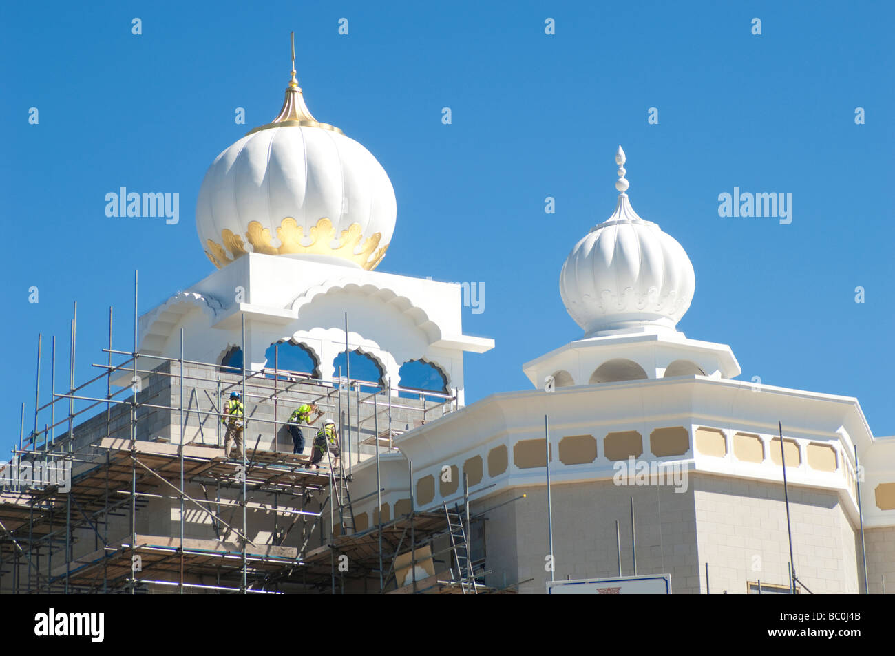 Gurdwara Sikh Temple under construction, Leamington Spa, Warwickshire, UK. Stock Photo