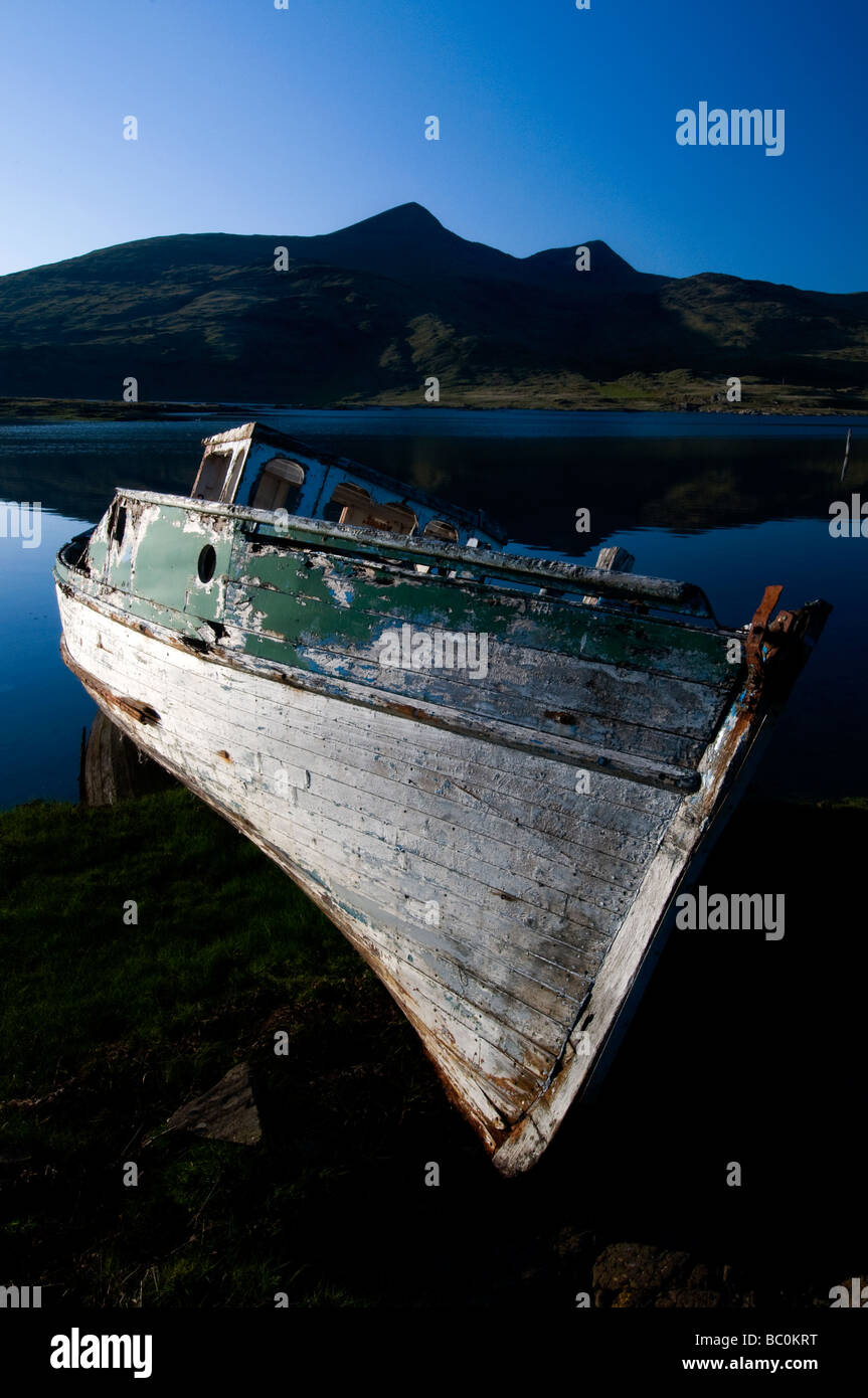 an abandoned wooden hulled fishing vessel loch beg isle of mull ...