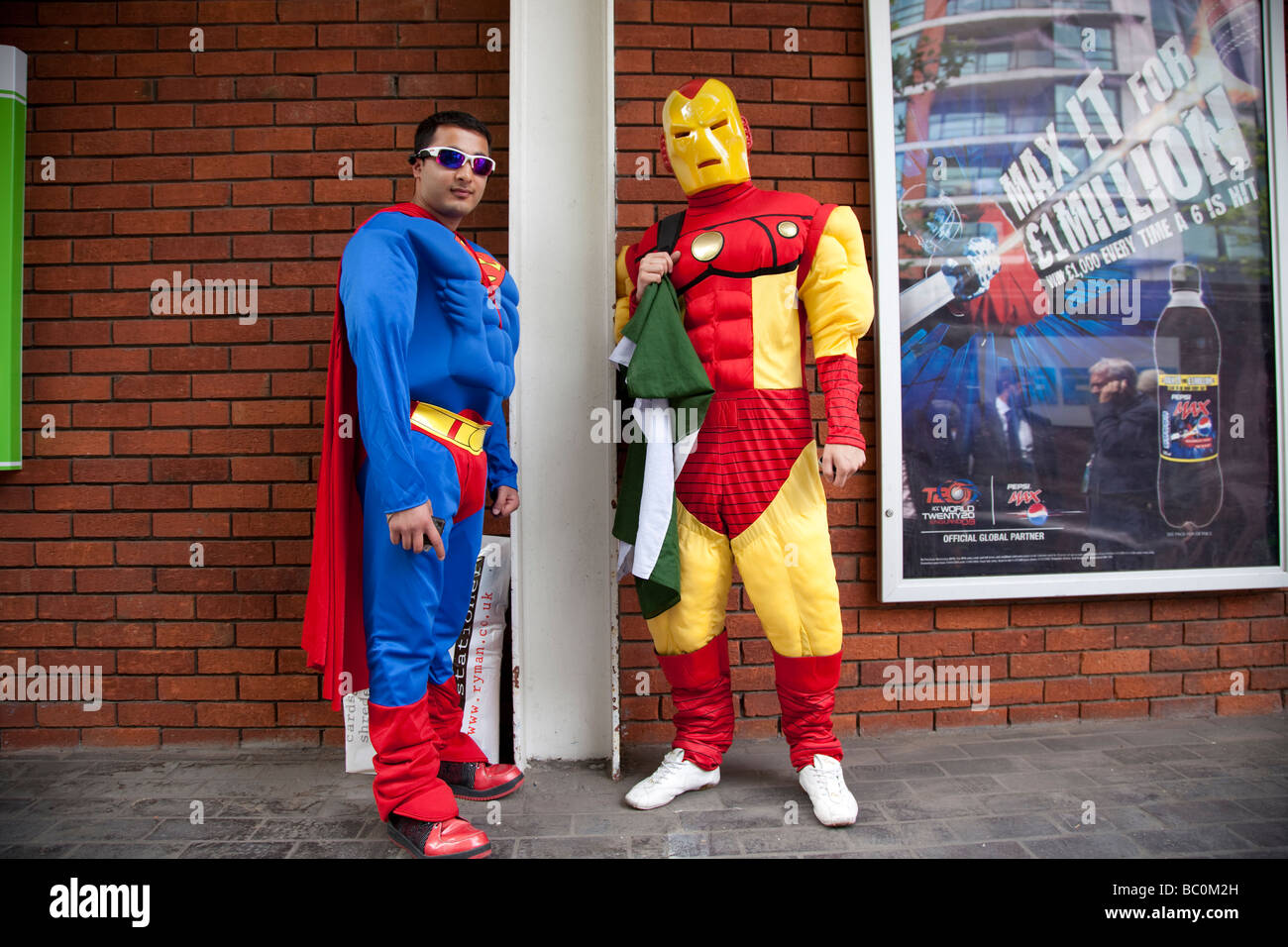 Fans dressed in fancy dress during the ICC World Twenty20 Final between Pakistan and Sri Lanka at Lord's. Stock Photo