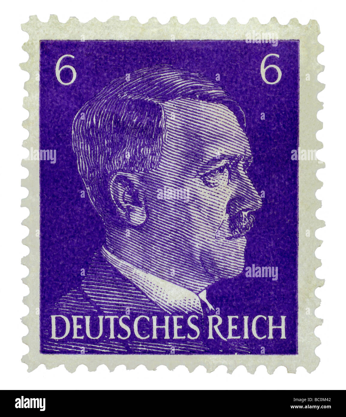 Old German postage stamp with portrait of Adolf Hitler Stock Photo