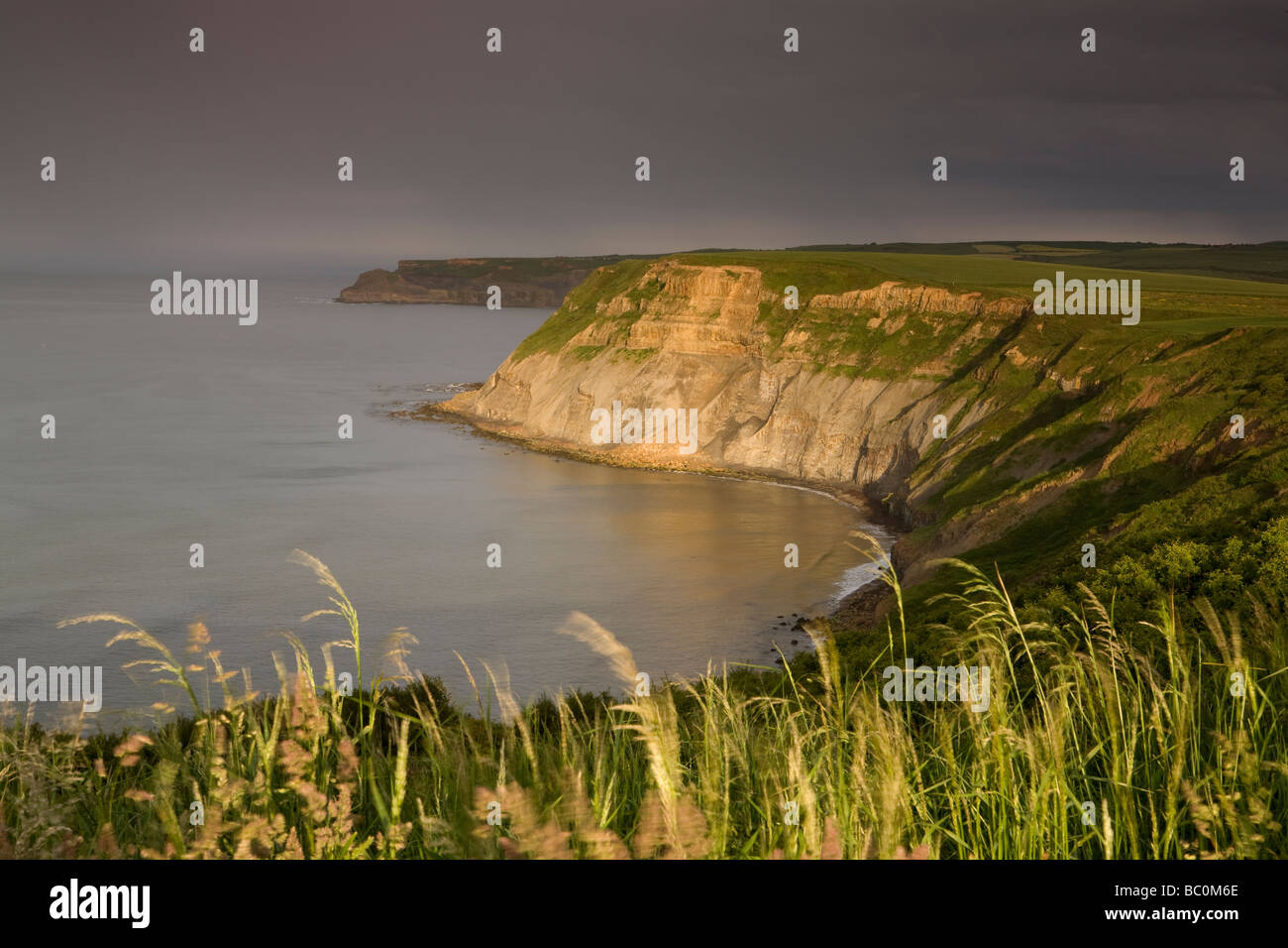 Port Mulgrave on the North Yorkshire Coast as a rain shower clears Stock Photo