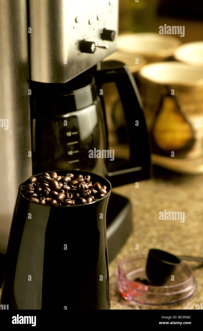 coffee station in residential kitchen Stock Photo