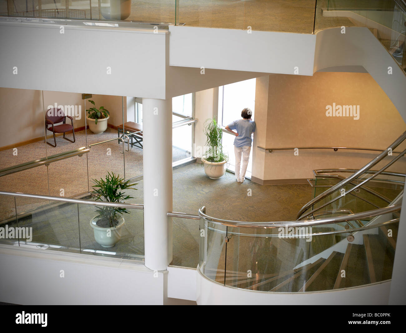 Sad Lonely Woman Looking Out Window Stock Photo - Alamy