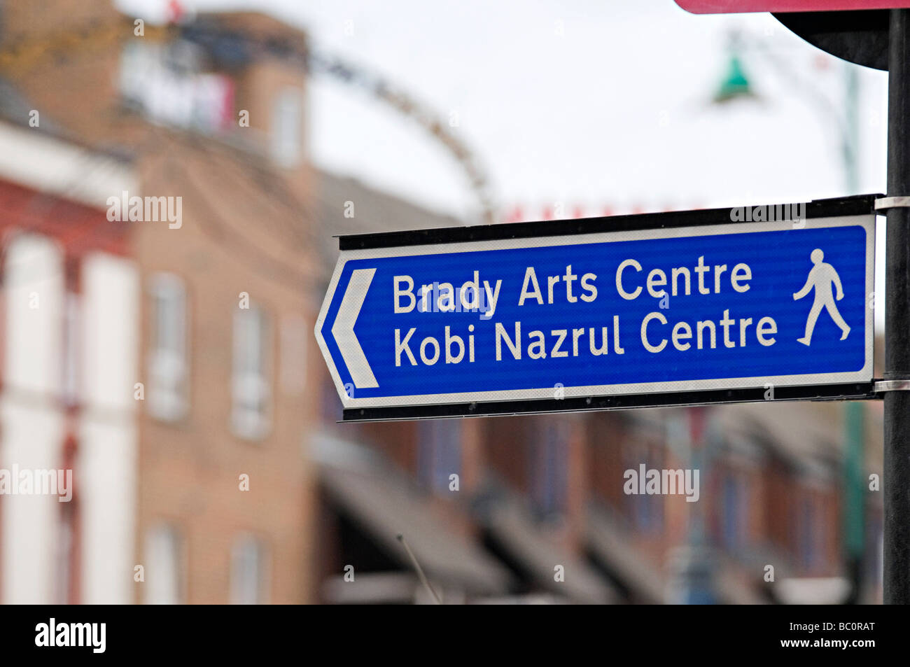 london east end brick lane brady arts centre and kobi nazrul centre sign Stock Photo