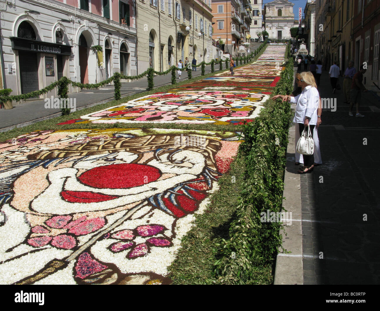 infiorata flowers petals designs festival in genzano, lazio 2009 Stock