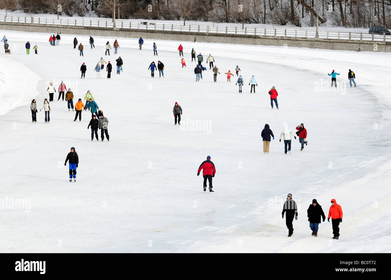People Skating On The Longest Ice Skating Rink In The World The Rideau