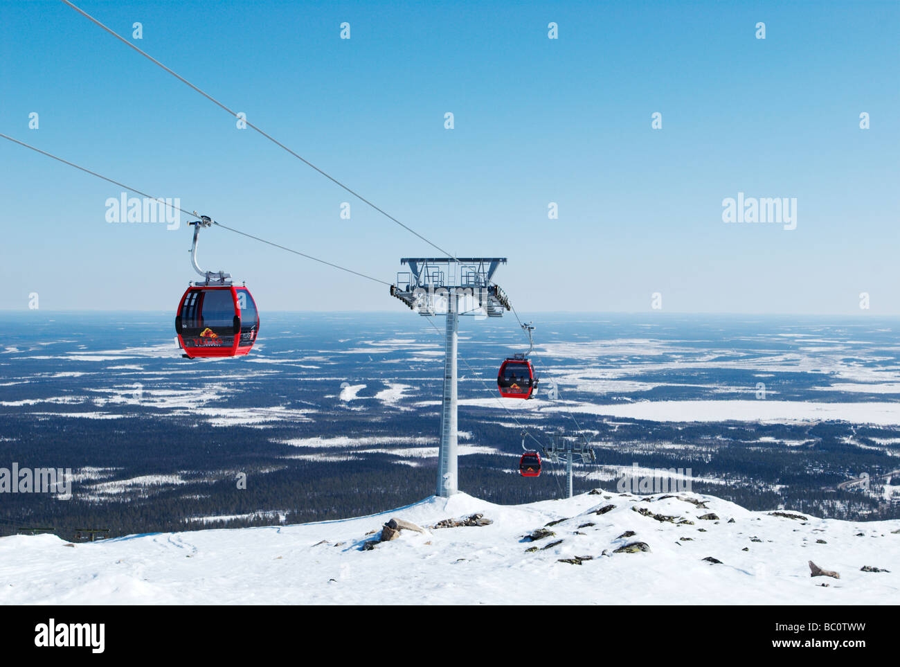 Ski lifts, Yllas, Lapland, Finland Stock Photo
