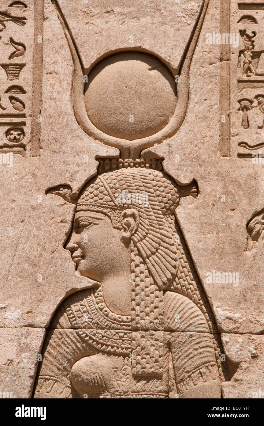 Dendera Cleopatra  Roman Temple Cleopatra 69 - 30 BC was the last was the last pharaoh of Ancient Egypt Stock Photo