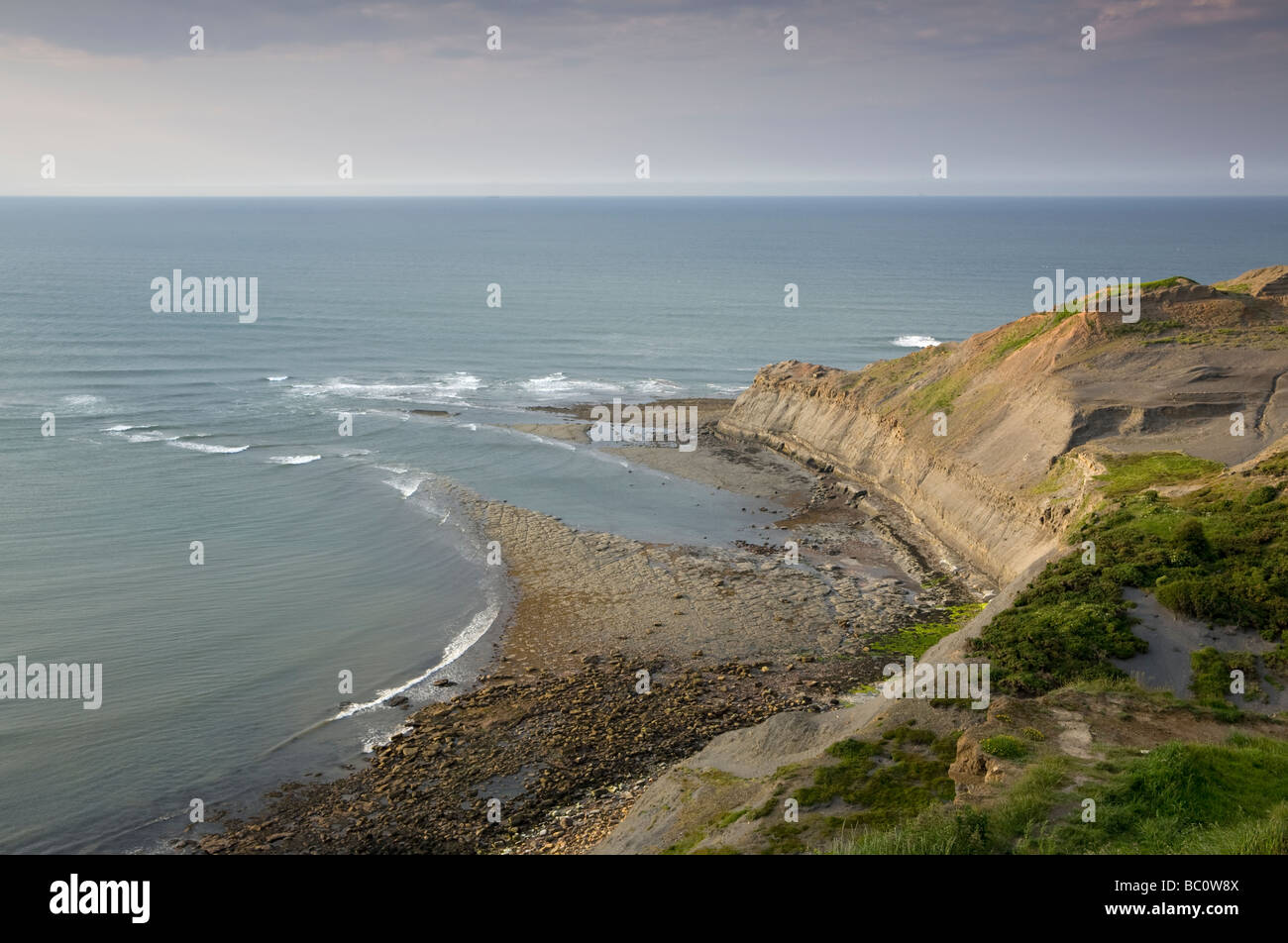 The southern end of Runswick Bay on the North Yorkshire Coast - shot at Kettleness Stock Photo