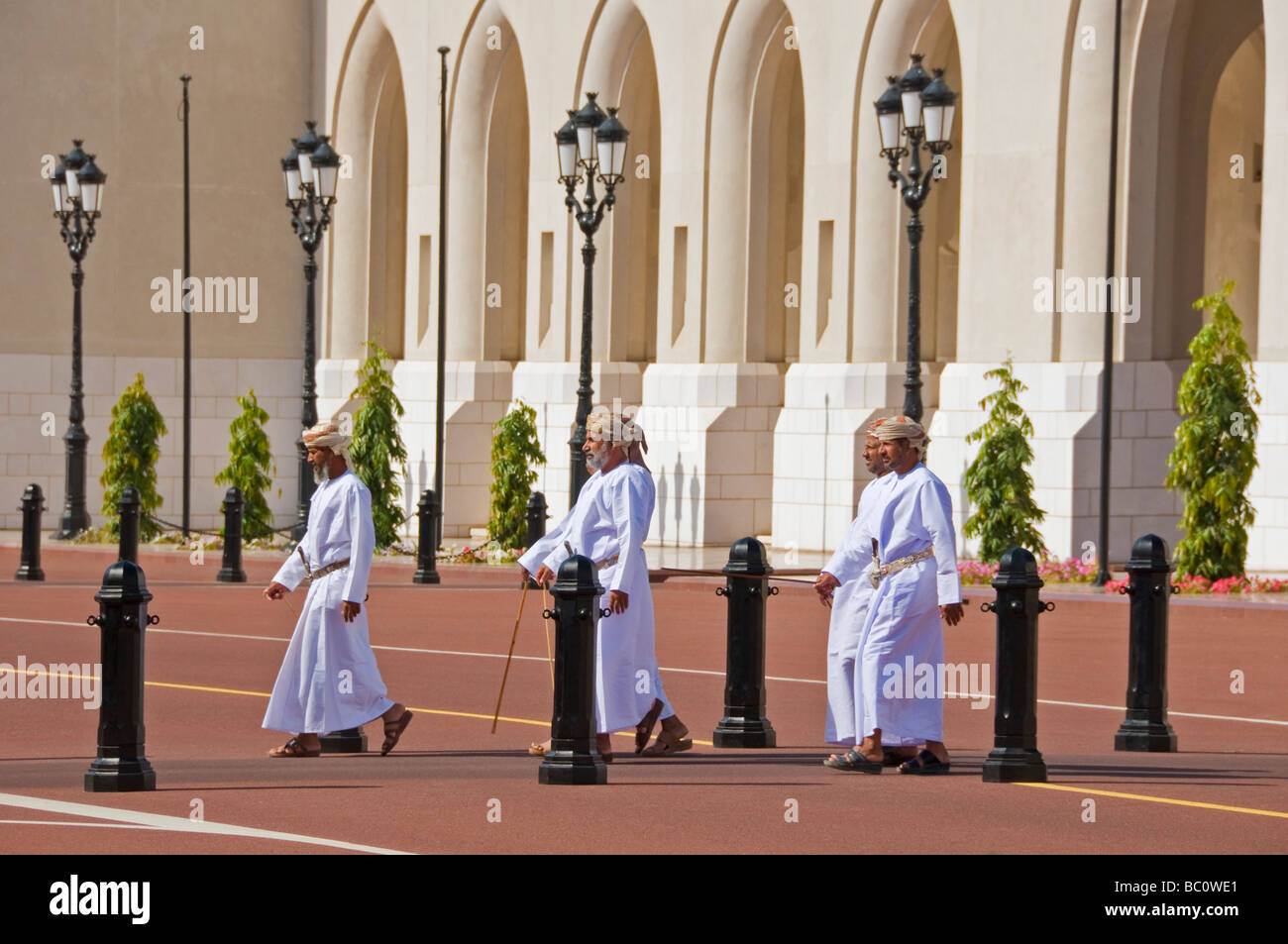 Dignitaries in front of the al Alam Palace old Muscat Oman Stock Photo