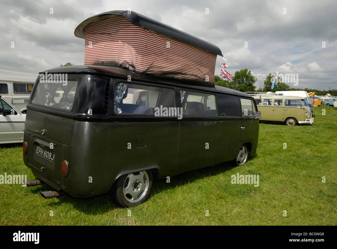 A stretched VW camper van. Wymeswold, Leicestershire, England. Stock Photo