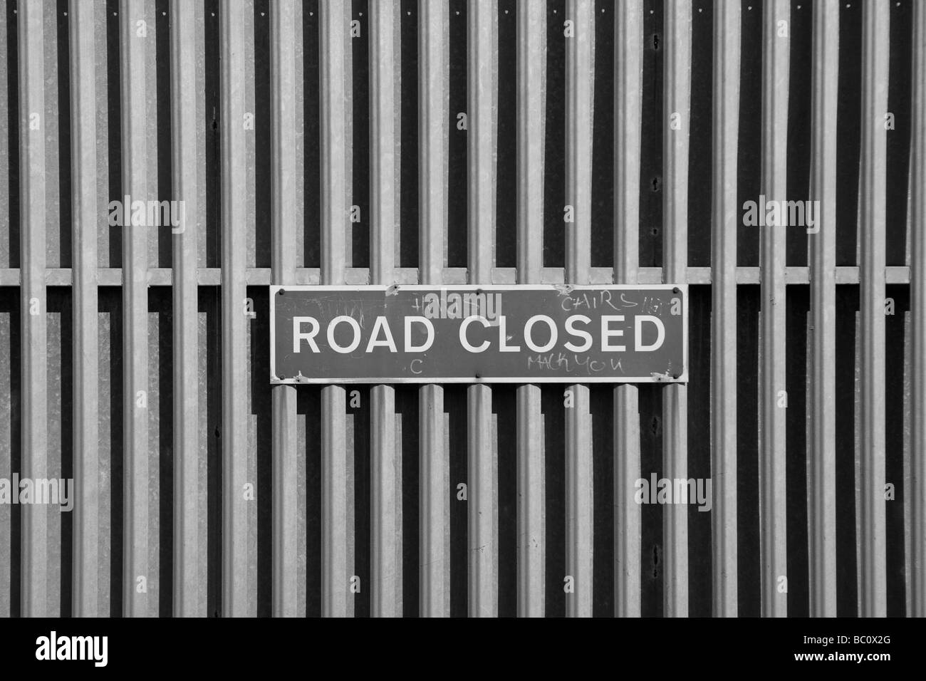 Detail of a peace line barrier (gate) near Shankill road, Belfast , Northern Ireland, United Kingdom, UK, GB Stock Photo