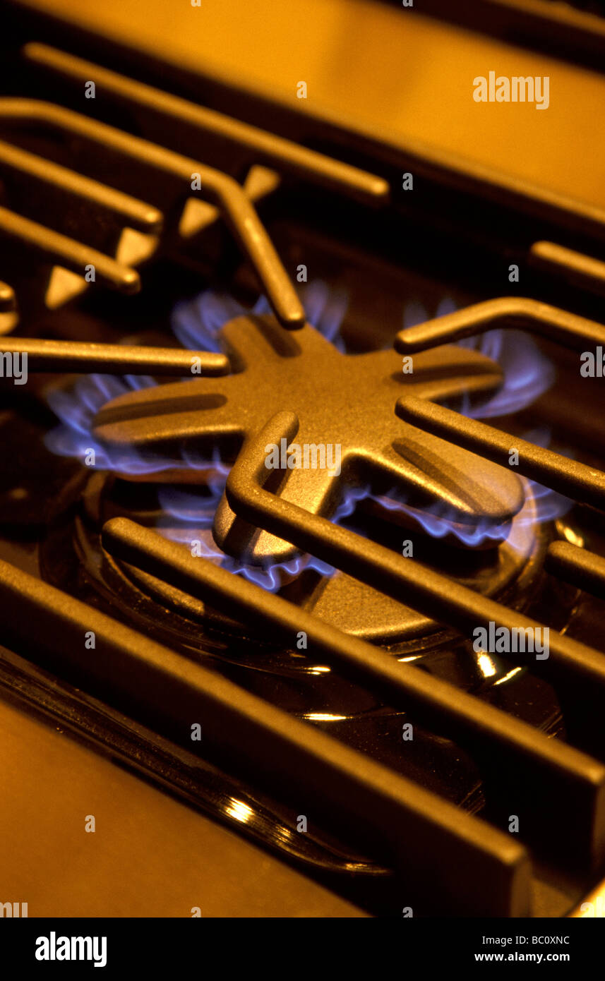 gas burner on stove Stock Photo Alamy