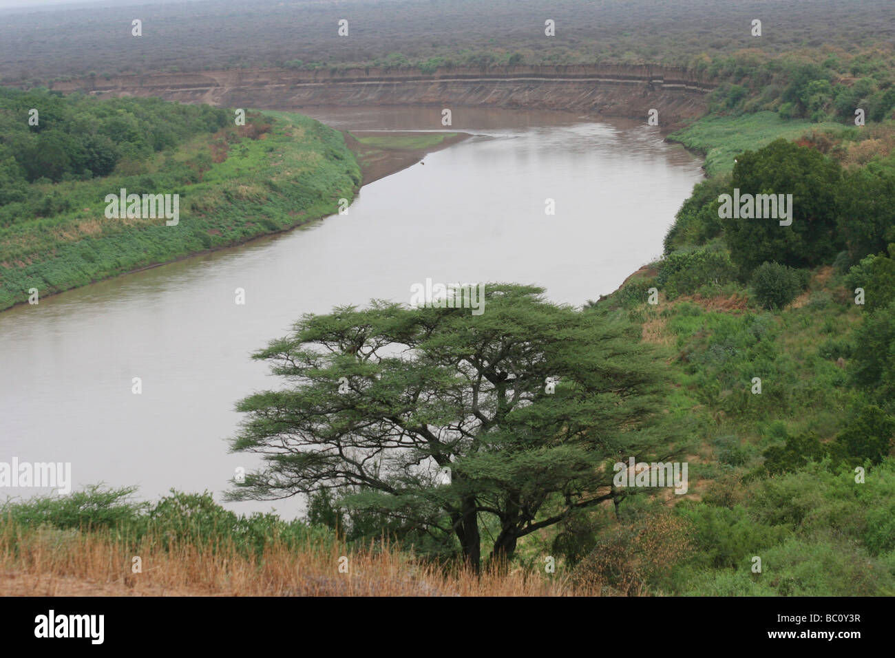 Africa Ethiopia Omo Valley Karo tribe the Omo river Stock Photo