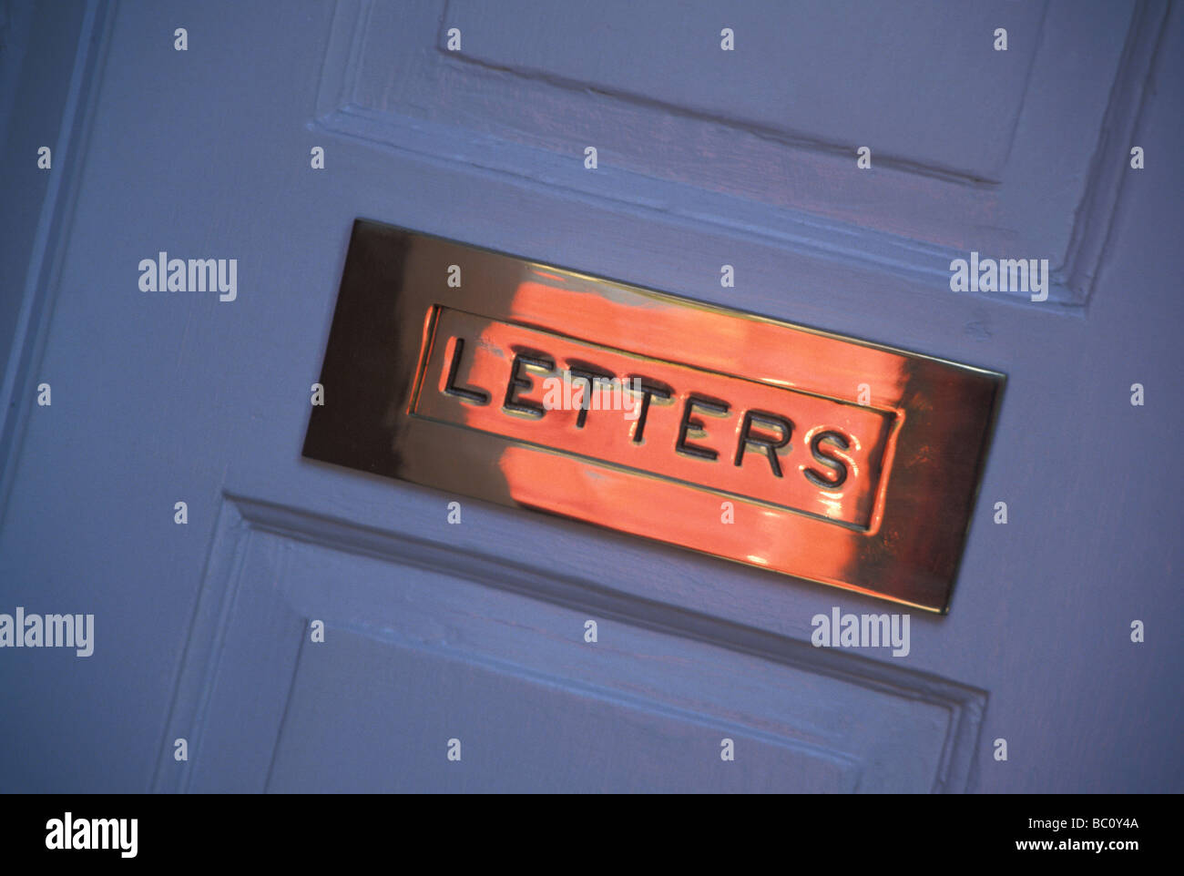 Brass Mail Slot on Front Door Stock Photo Alamy
