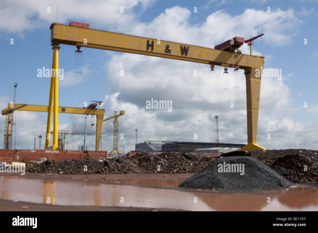 Samson and Goliath in Harland Wolff Shipyard, Queen's Island, Belfast, Northern Ireland, United Kingdom Stock Photo