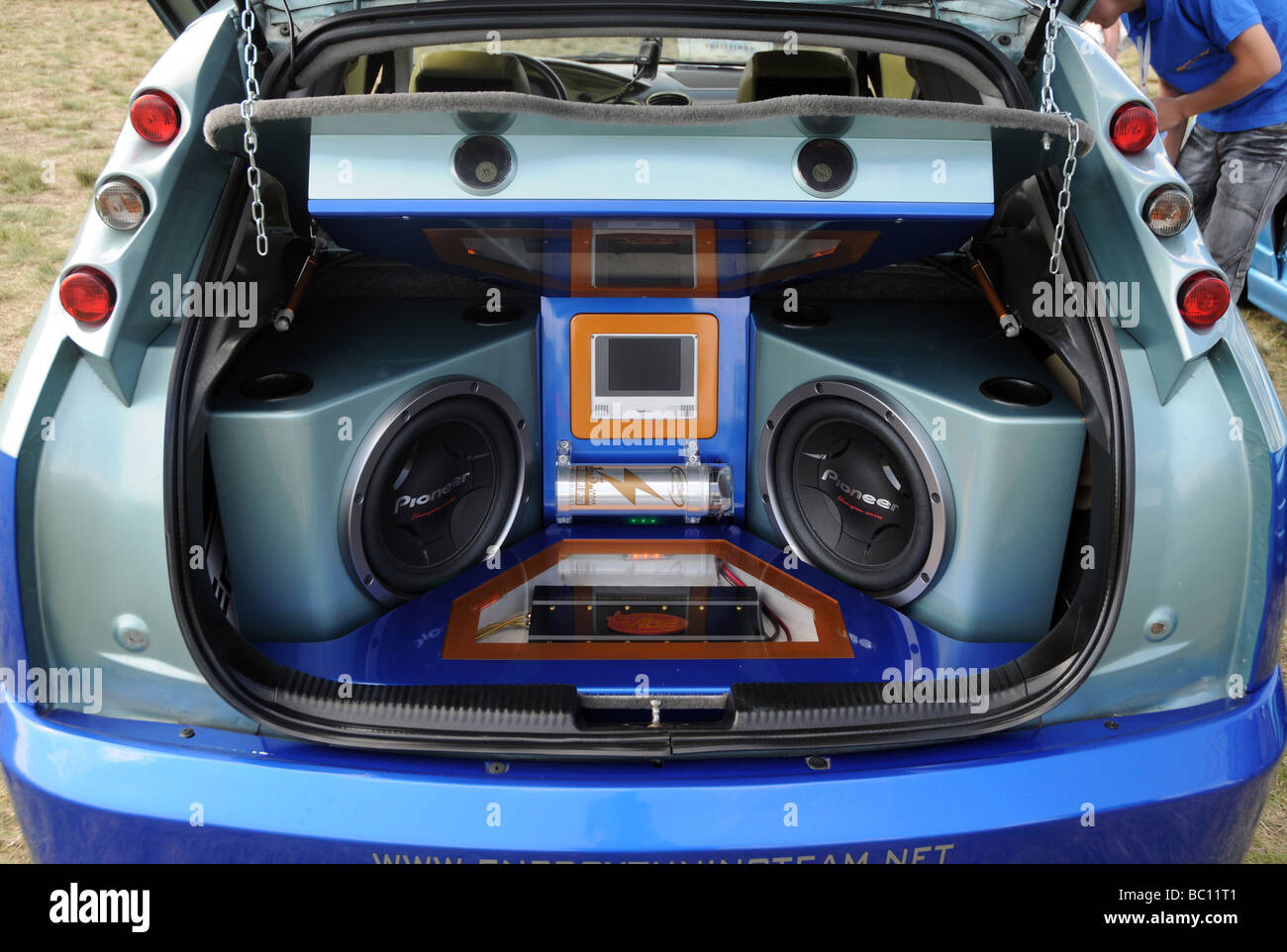 Modified Ford Focus during car audio systems and tuning show in Warsaw