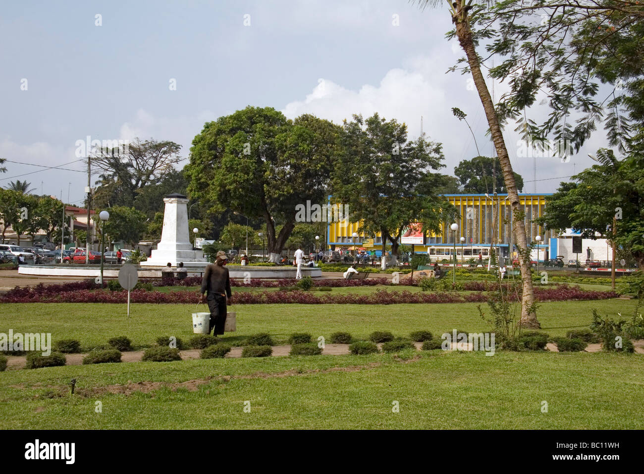 Place du Gouvernement Small park area in centre of Bonanjo administrative district Douala Cameroon West Africa Stock Photo