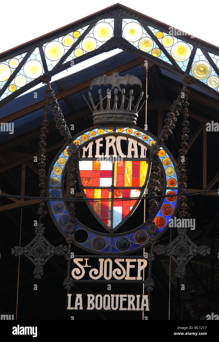 Crest of Mercat St Josep La Boqueria Barcelona Catalunya Spain Stock Photo