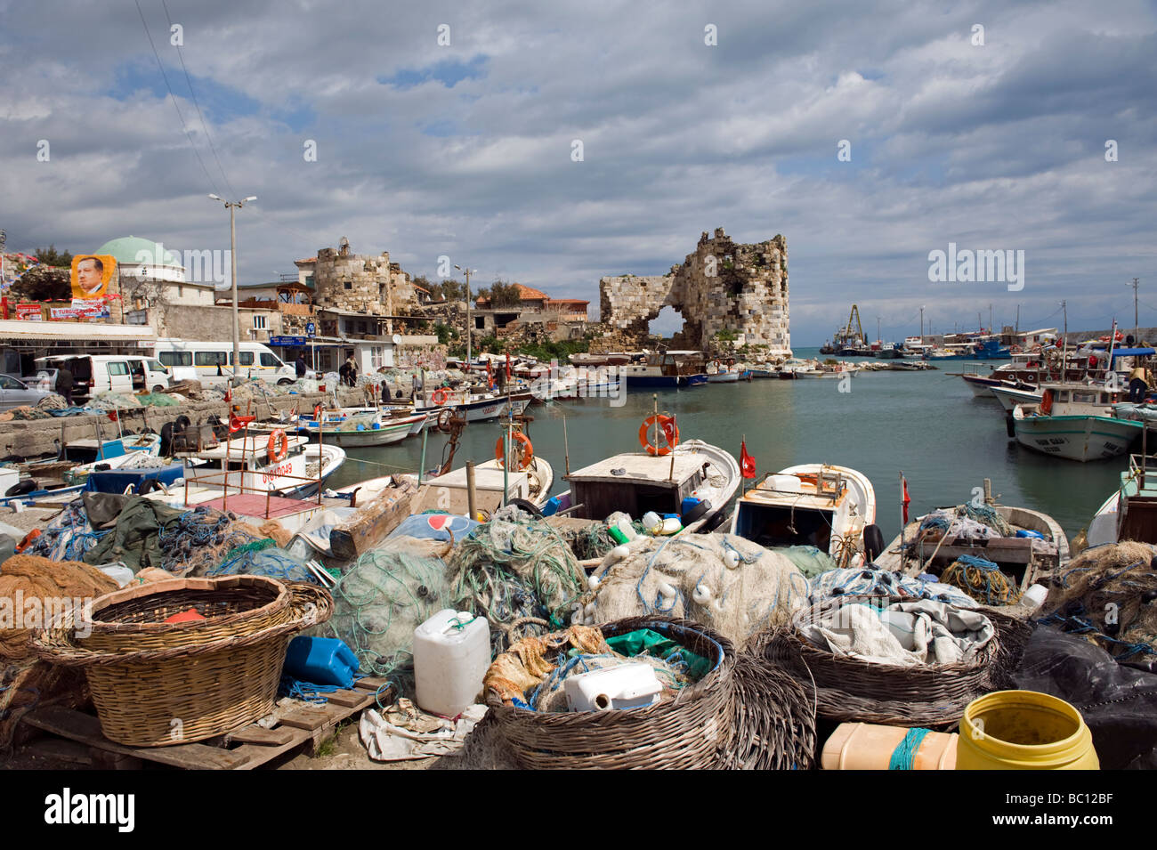 Historical Yumurtalik fishing harbor Adana Turkey Stock Photo