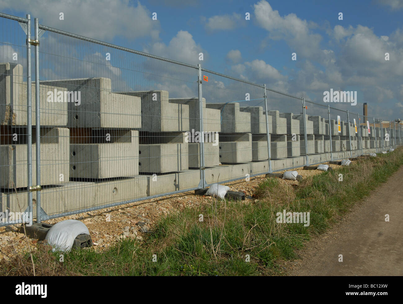 Bus Rails Concrete Concrete rails for the Cambridgeshire Guided Busway being stored near ...