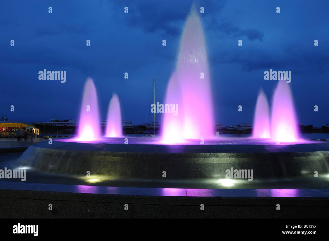 Color fountain A night photo light from street lanterns Stock Photo - Alamy