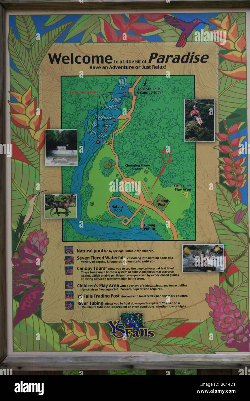 Map Of The Ys Living Room Design - Map Of The Attractions At The Entrance Of The Ys Falls In Jamaica BC14D1