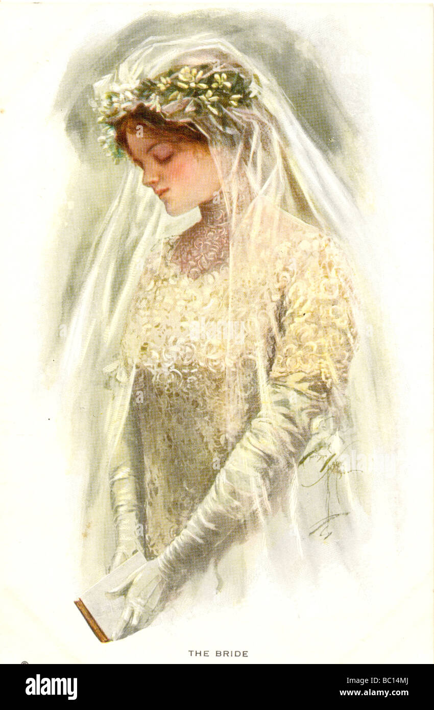 Edwardian picture postcard titled The Bride circa 1905 Stock Photo
