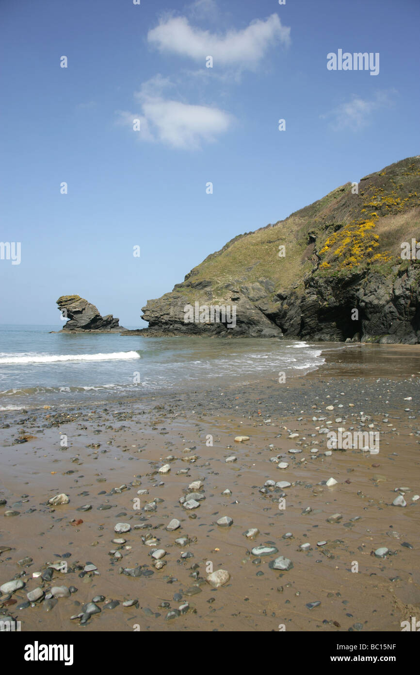 The village of Llangranog, Wales. View of Llangranog beach on a sunny