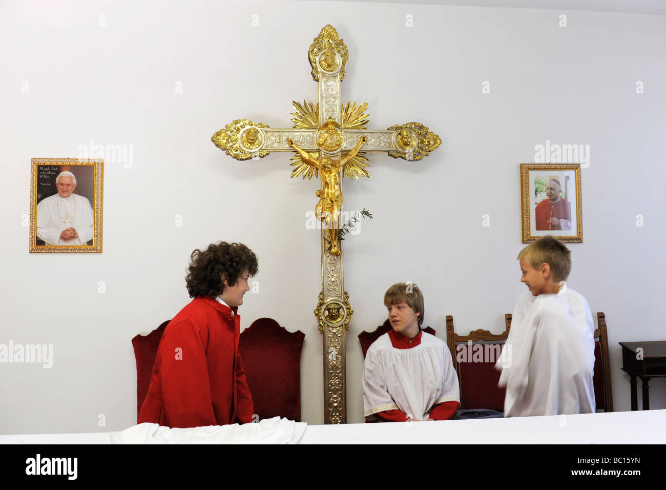 boys in the sacristy legnano province of milan Stock Photo
