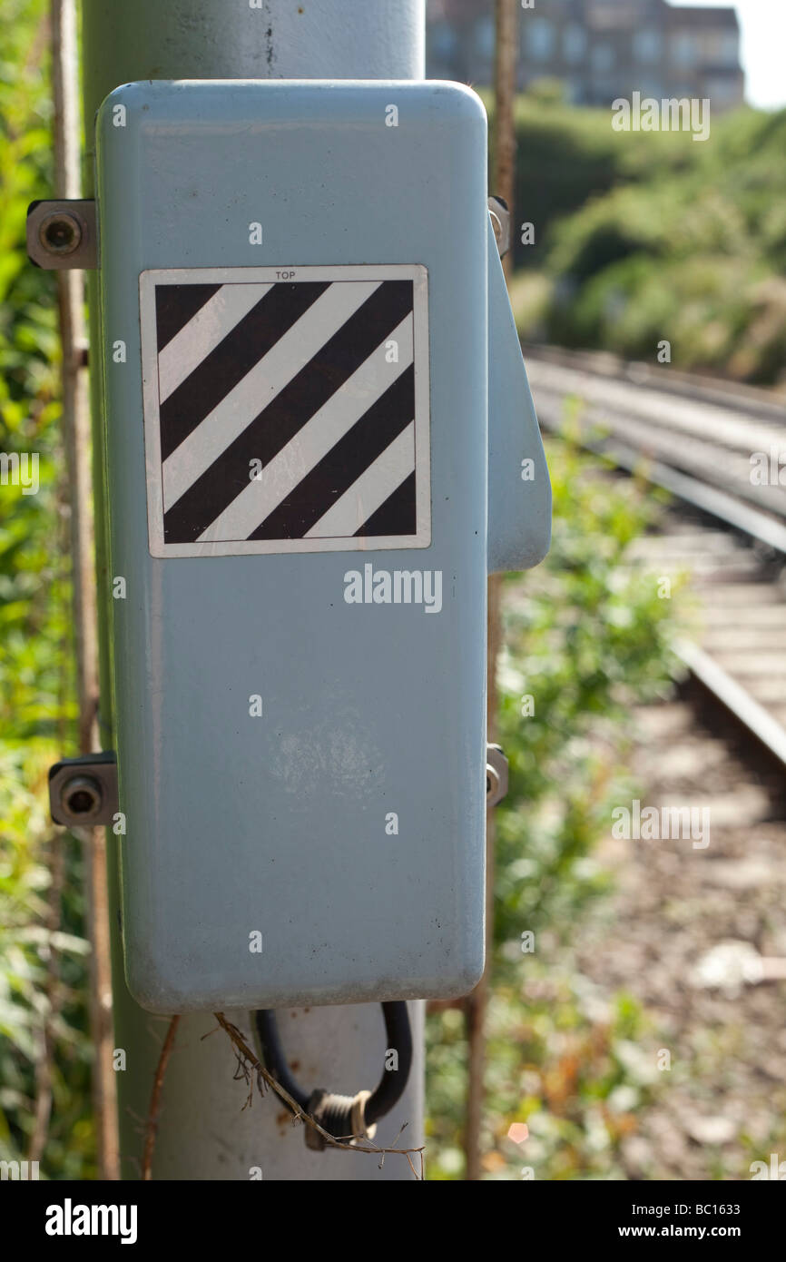 Railway signal post telephone Stock Photo