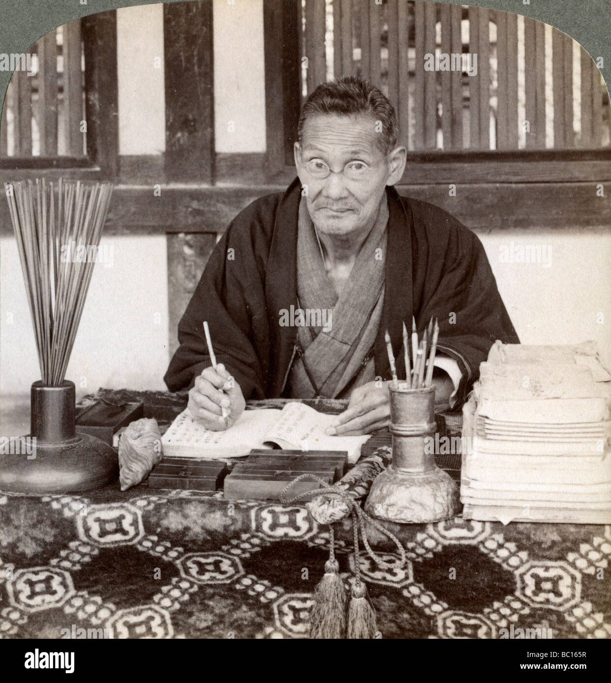 Fortune teller, Inari Temple, Kyoto, Japan, 1904. Artist Underwood