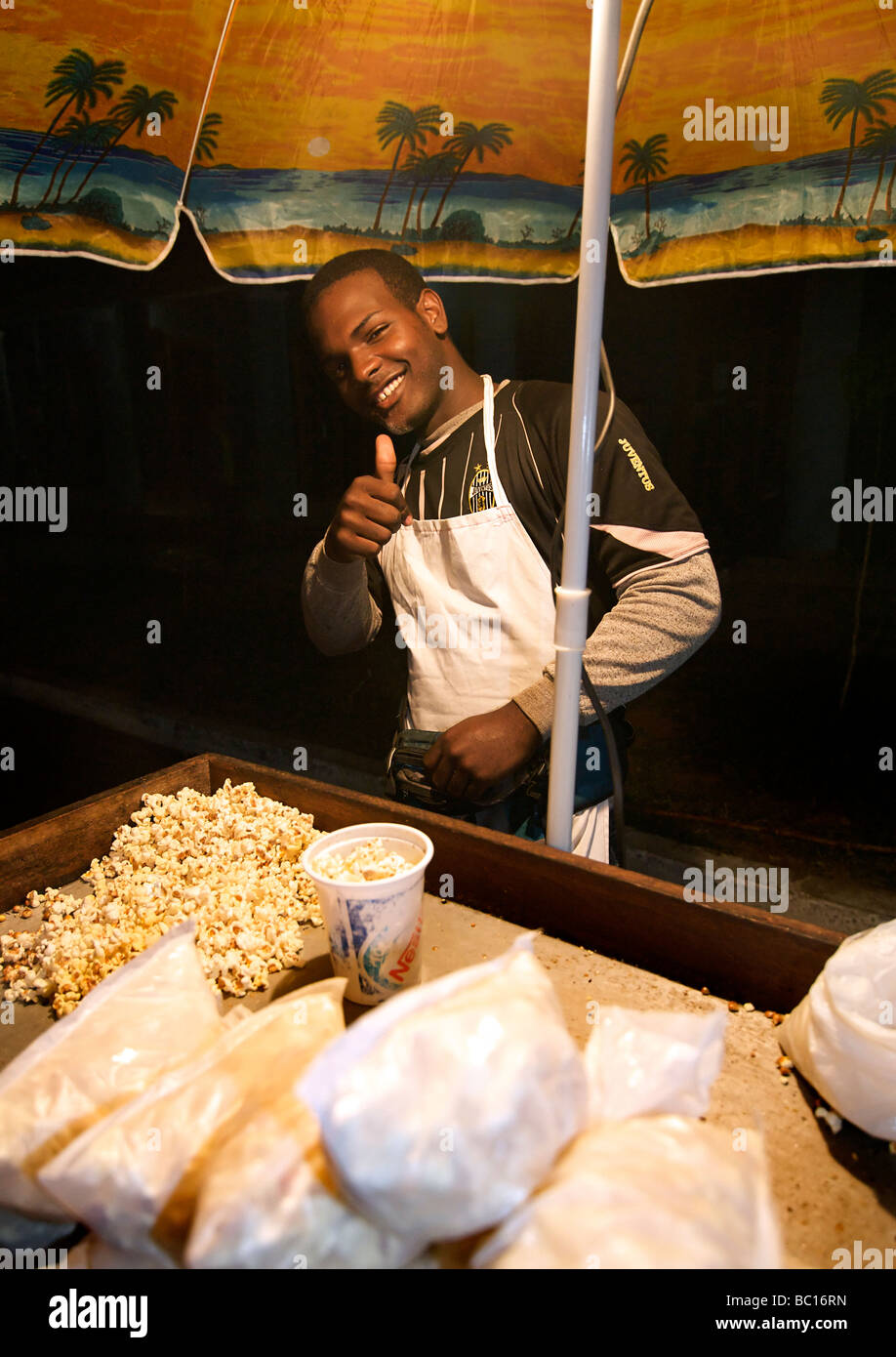 Cuban man vending popcorn at the annual carnival in Viñales, Pinar del