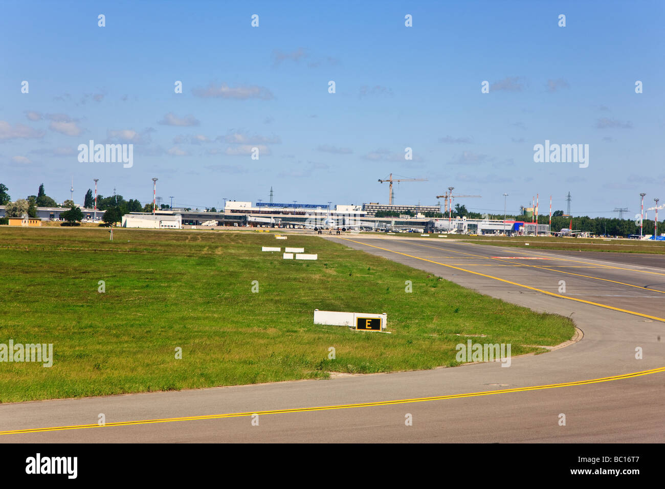 View of the runway and main building of the Schönefeld Airport in Berlin Germany Stock Photo