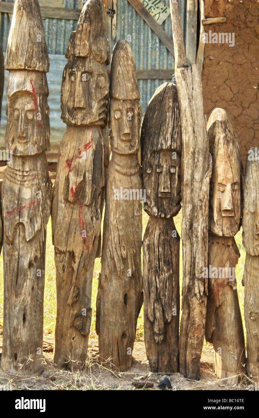 Africa Ethiopia Konso carved wooden grave marker Stock Photo Alamy