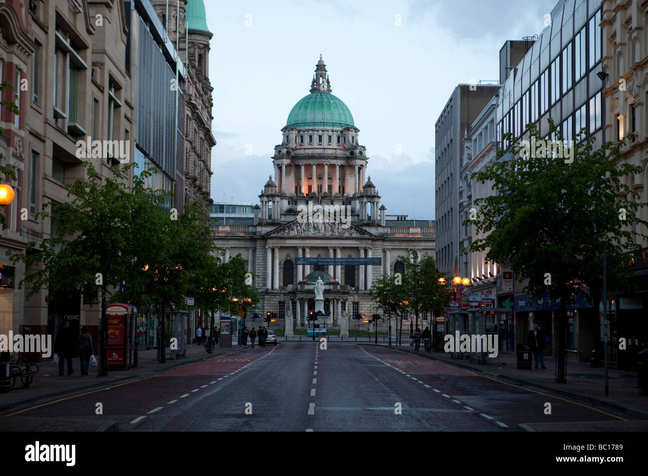 The front of the Belfast city hall by night, Northern Ireland, United Kingdom Stock Photo