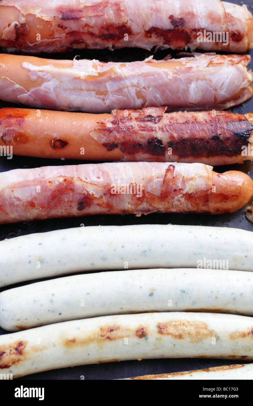 sausages on grill Stock Photo