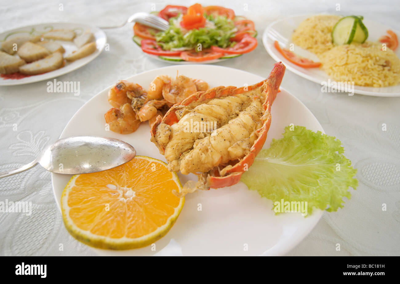 Freshly cooked lobster.  Cuban cuisine. Trinidad, Cuba Stock Photo