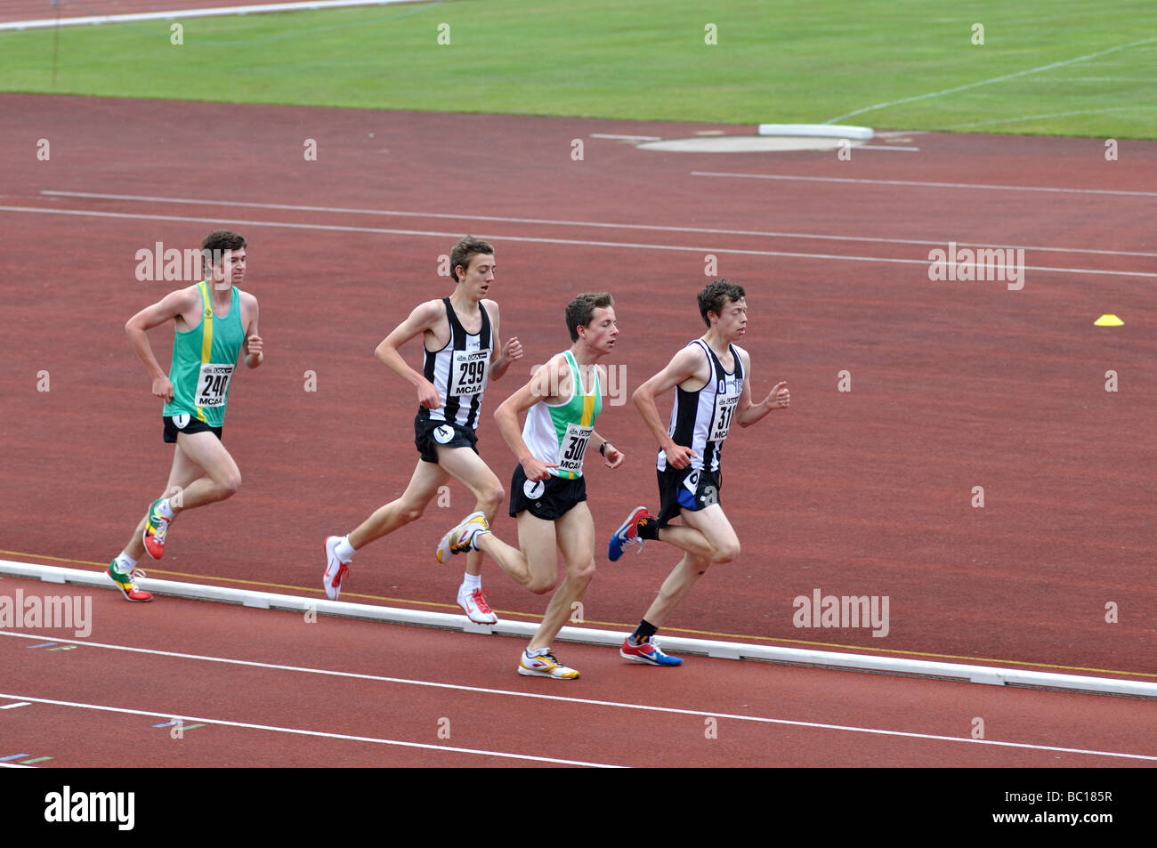 Runners in a middle distance track race, UK Stock Photo Alamy