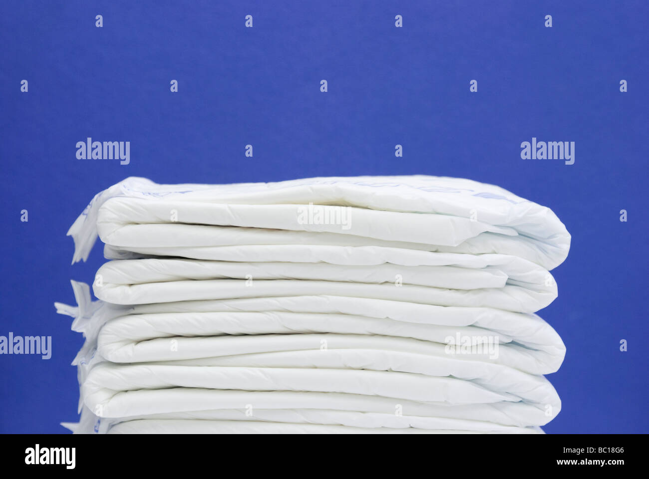 Stack of Clean Diapers for adult people Stock Photo
