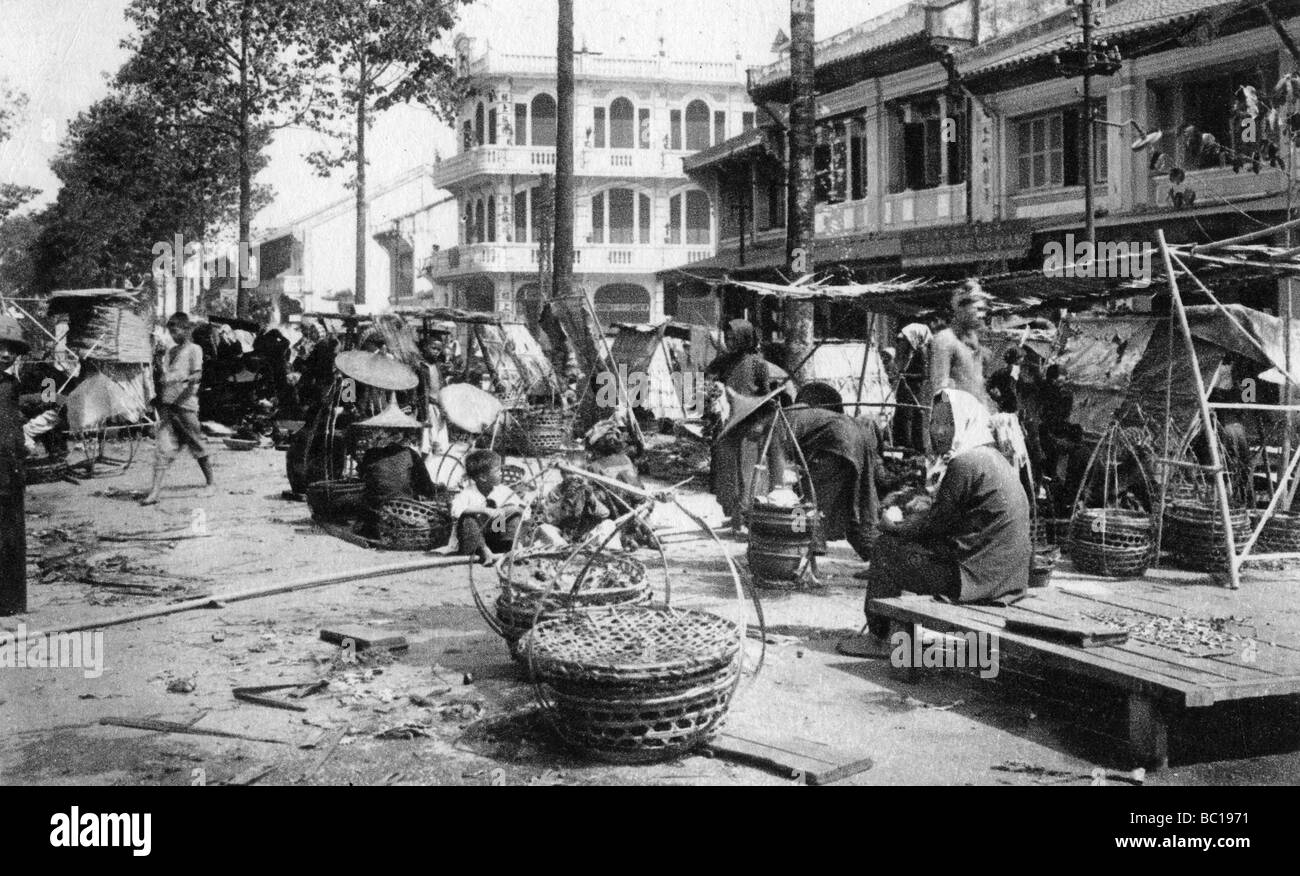 Market, Cholon, Saigon, Vietnam, 20th century(?). Artist: Unknown Stock Photo