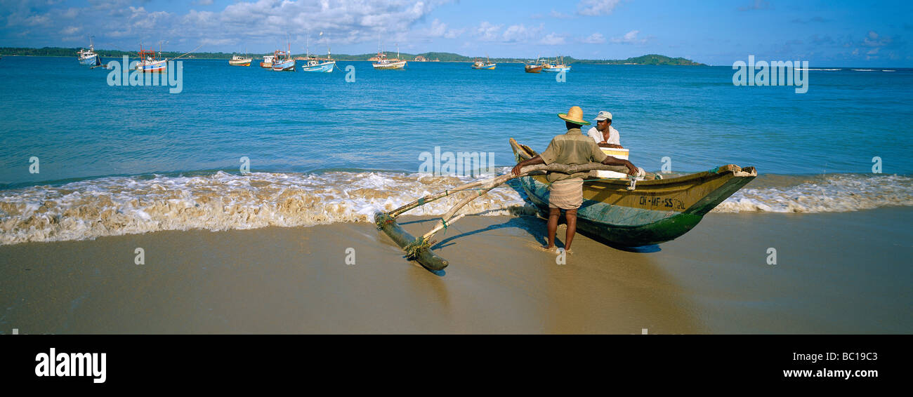 Sri Lanka, South Province, Weligama Beach, fisherman Stock Photo