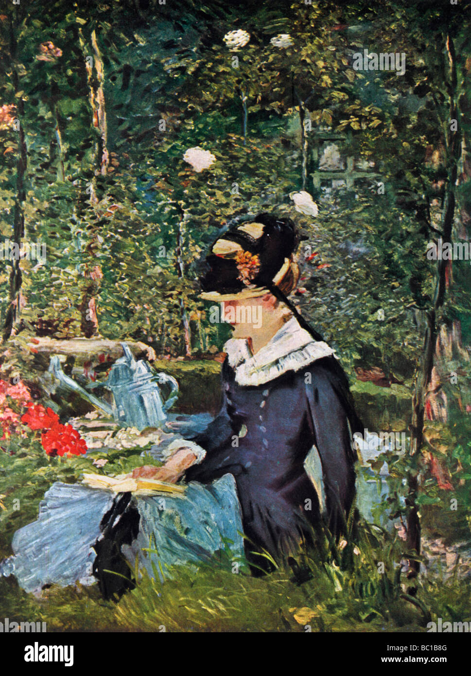'Young Girl on the Threshold of the Garden at Bellevue', 1880.Artist: Edouard Manet Stock Photo