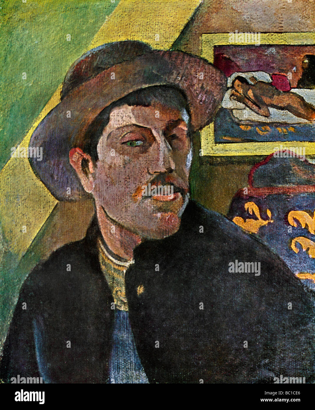'Self Portrait in a Hat', 1893-1894 (1939).Artist: Paul Gauguin Stock Photo