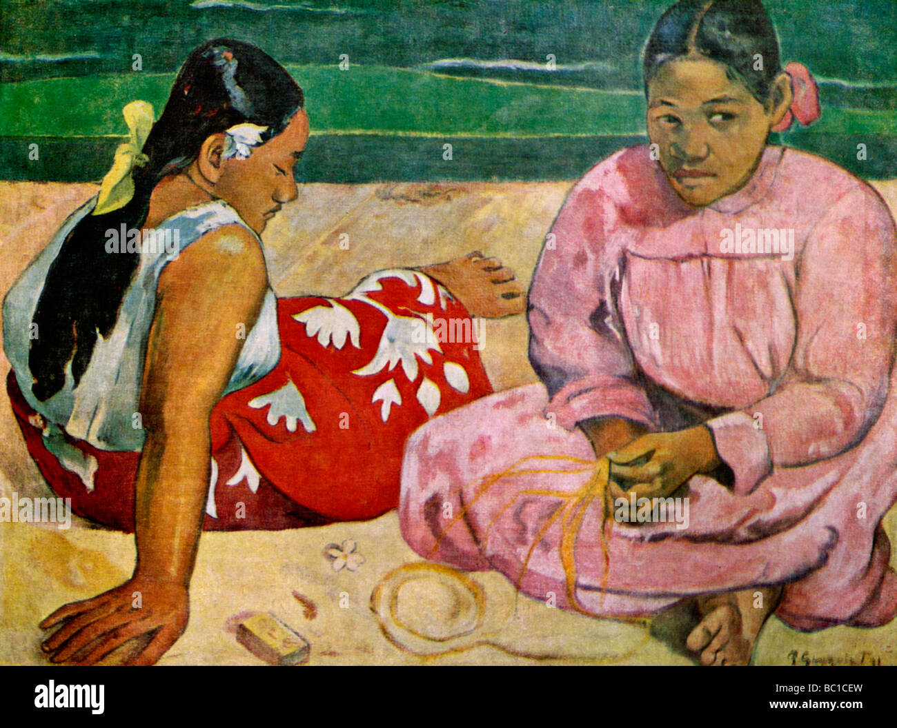 Tahitian Women On The Beach Artist Paul Gauguin Stock