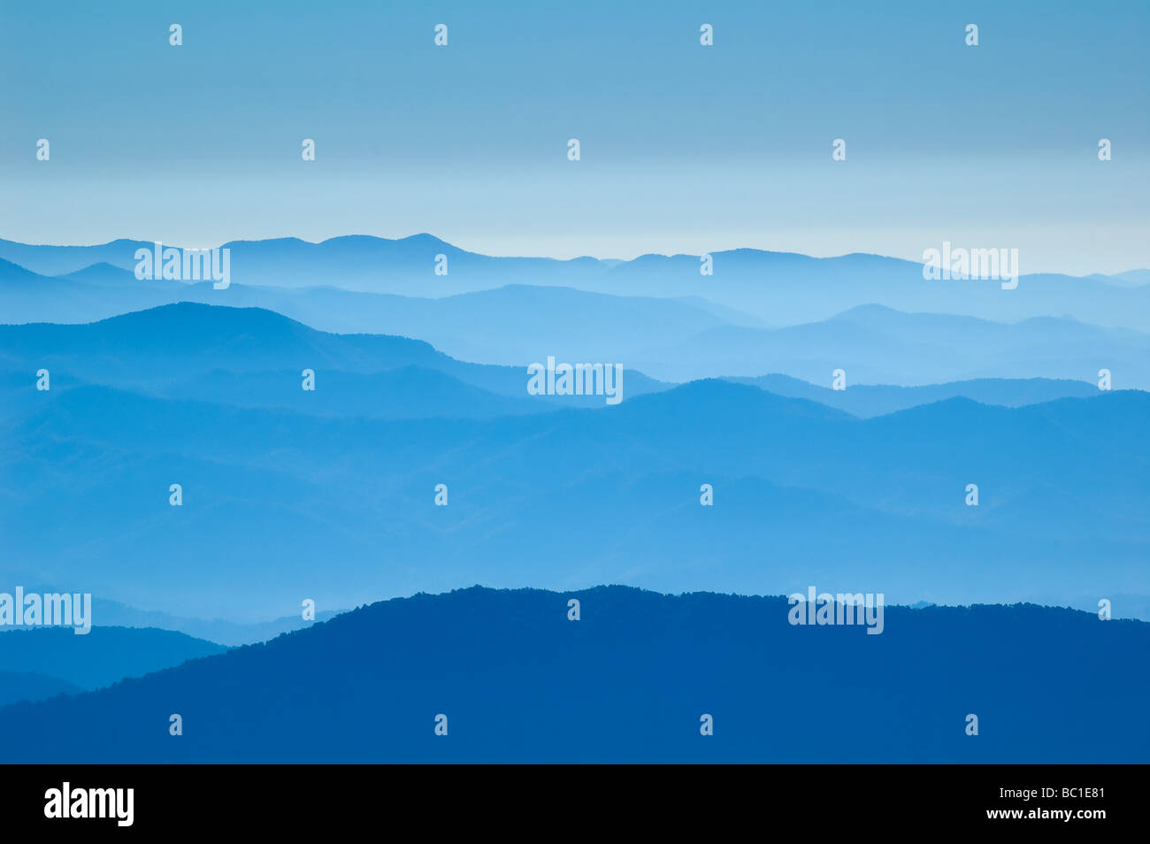 Beautiful view looking over mountains, Great Smoky Mountains National Park Stock Photo