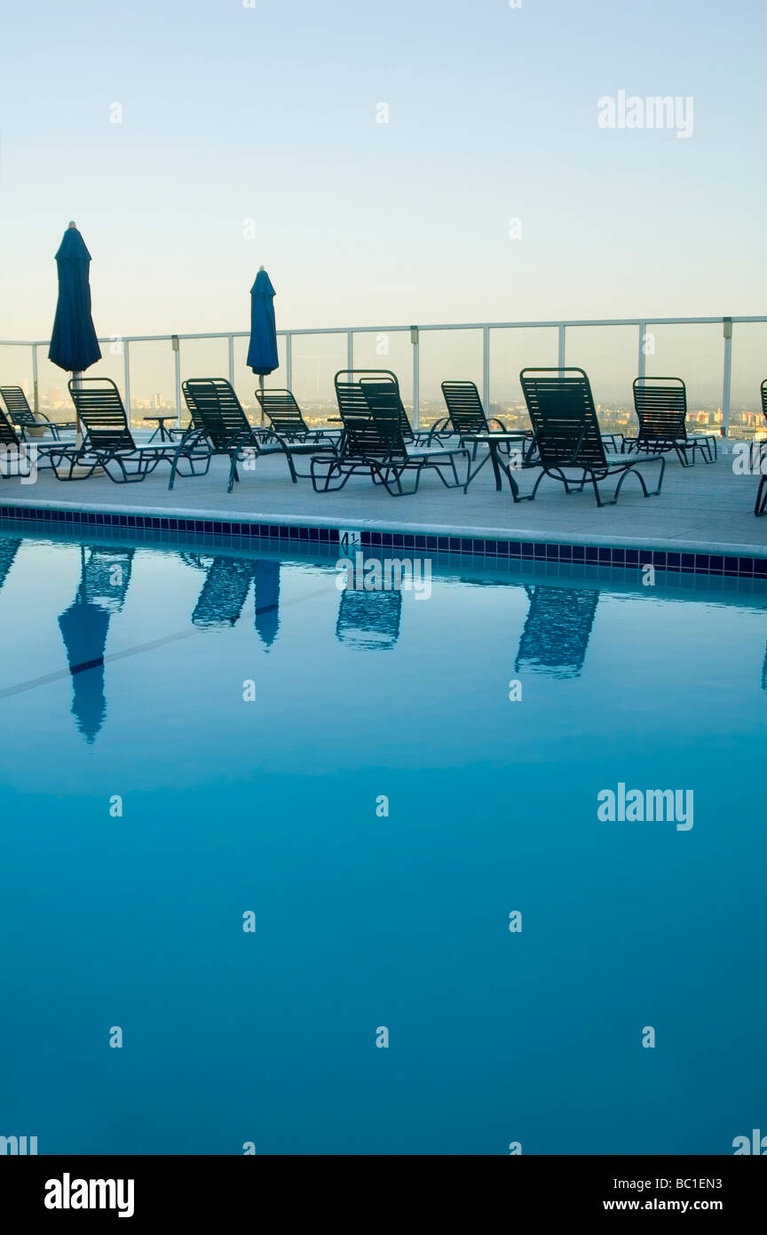 Rooftop Pool overlooking Hollywood Los Angeles Skyline Stock Photo Alamy