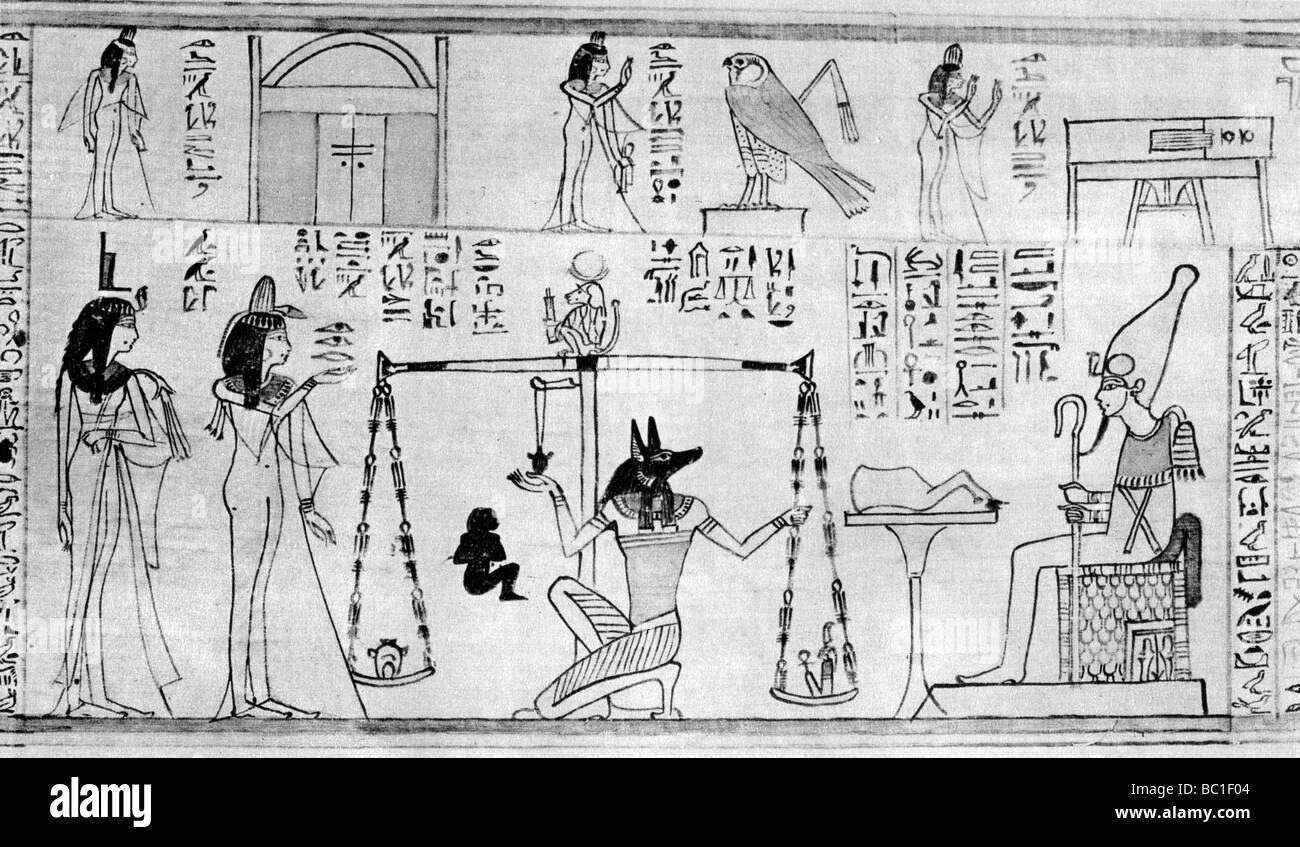 'Judgement of the Dead', from the Temple of Deir-el-Bahari, Egypt, c1025 BC (1936). Artist: Unknown Stock Photo